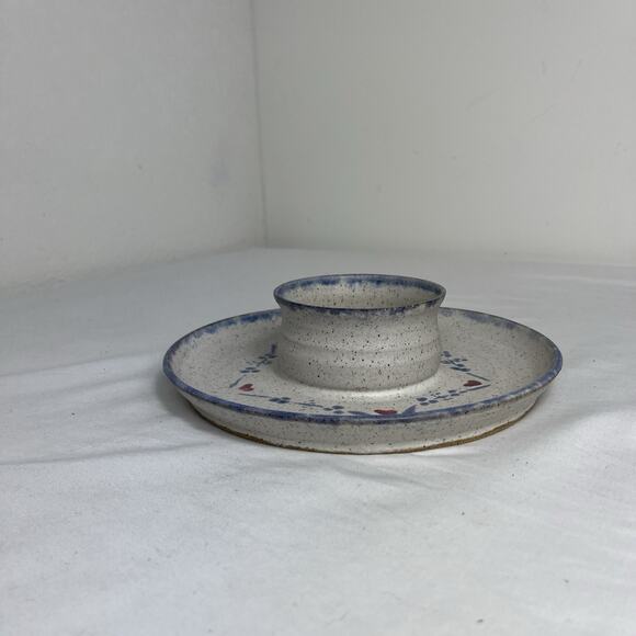 Chip and Dip Salt glazed stoneware studio pottery Serving platter signed - Picture 4 of 12